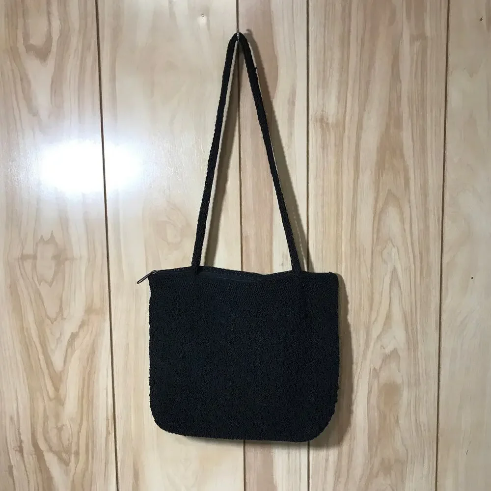 Chateau Vintage Black Knitted Satchel Bag